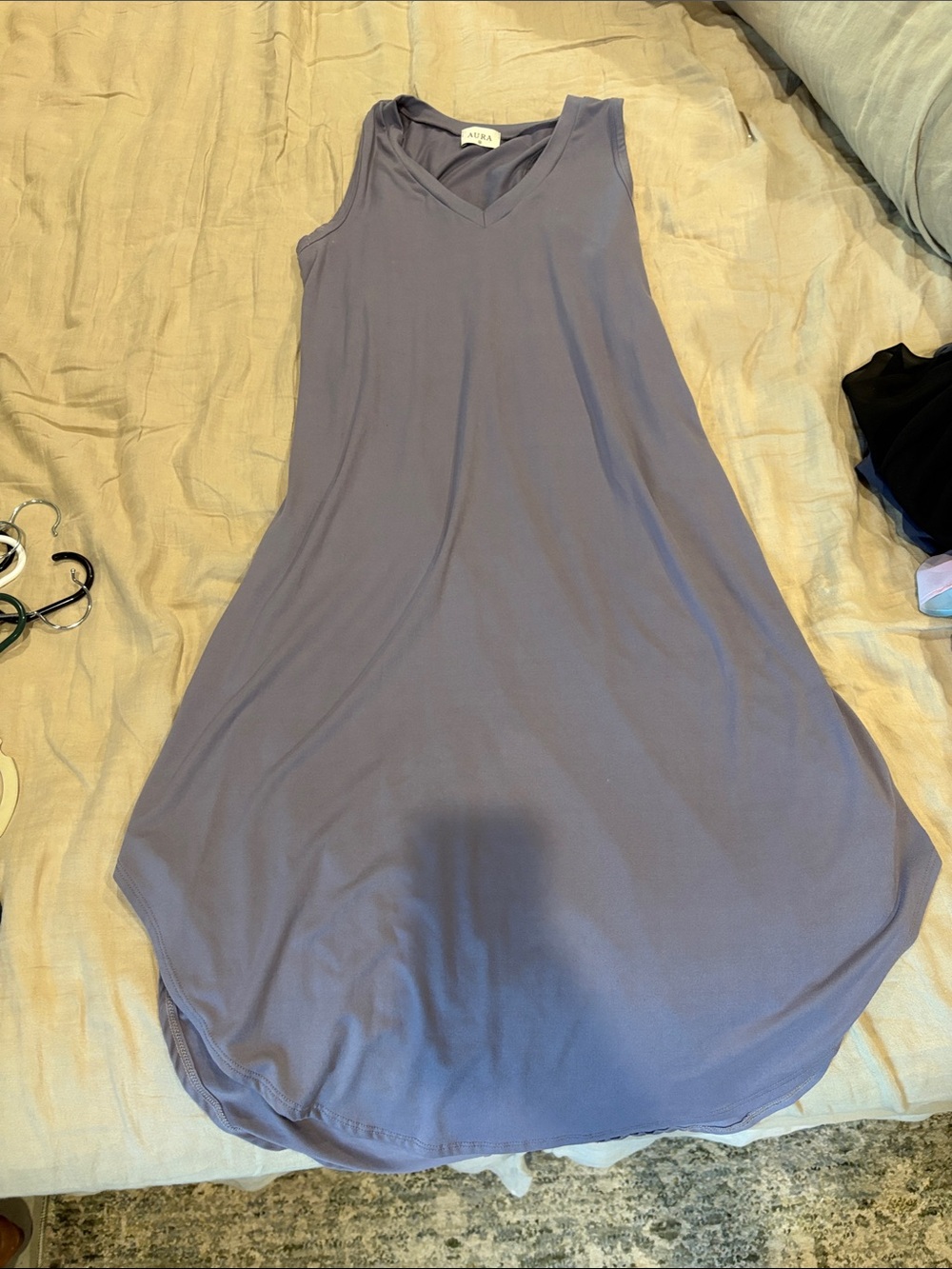 Aura Sleeveless V-Neck Swing Dress in Lavender Gray